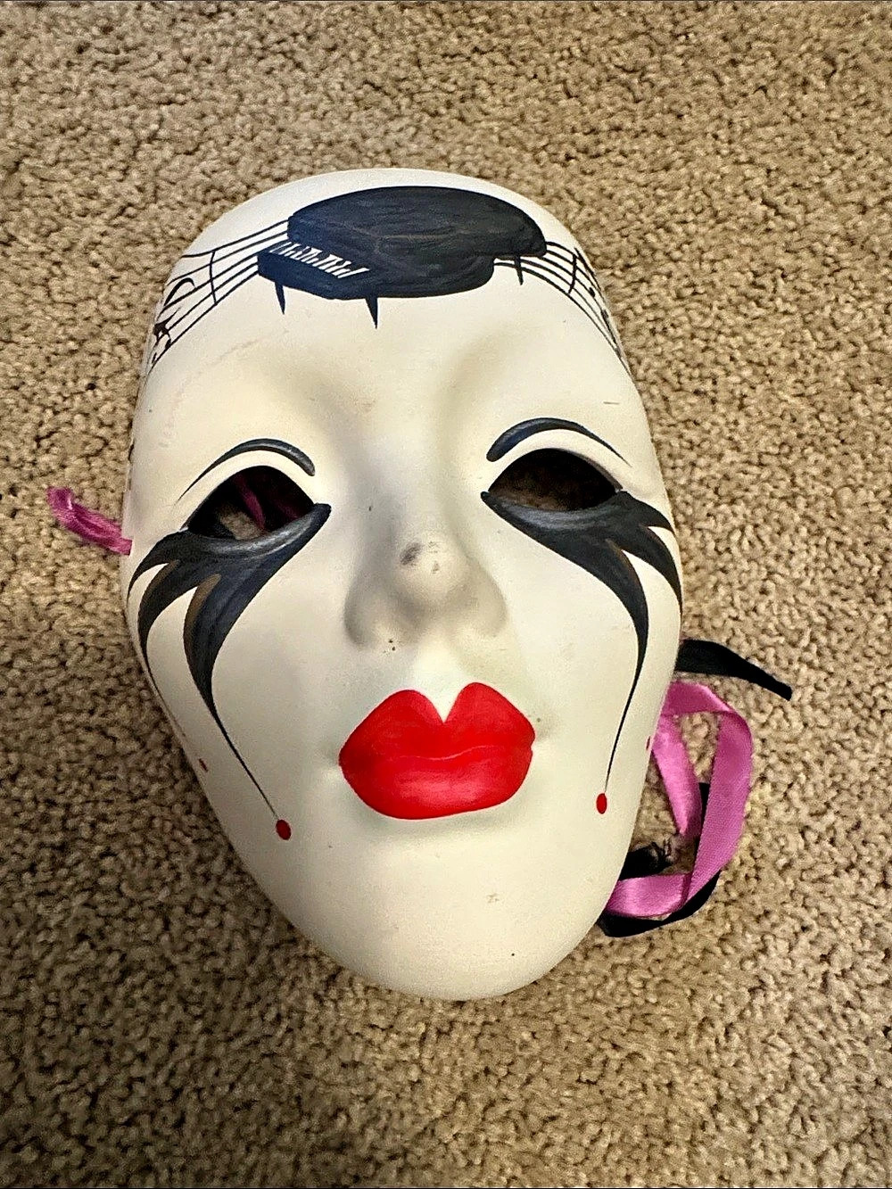 Venetian-Style Character Mask in White & Black